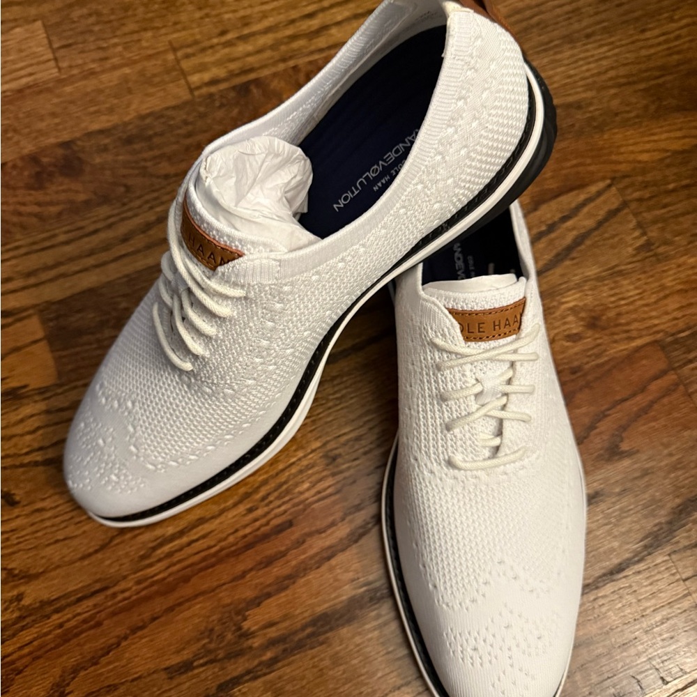 Cole Haan White Knit Oxfords